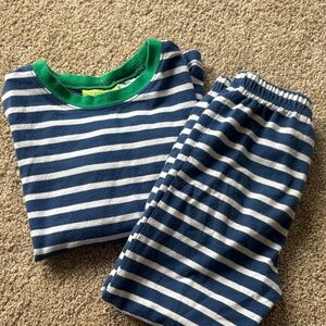Classic Whimsy sz 5 Kids Navy and White Striped Pajama Set with Green Trim